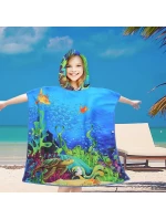 PončoBavlnené svetové detské plážové pončo s kapucňou 60x60