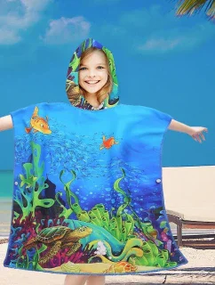 PončoBavlnené svetové detské plážové pončo s kapucňou 60x60