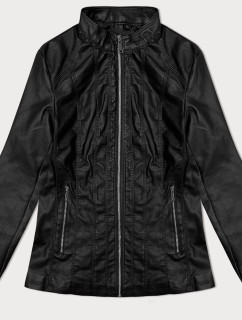 Čierna klasická plus size bunda z ekokože J Style (11Z8133)