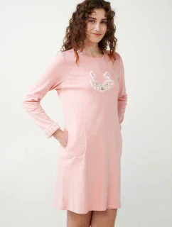 Vamp - Ružová bavlnená nočná košeľa 21426 - Vamp