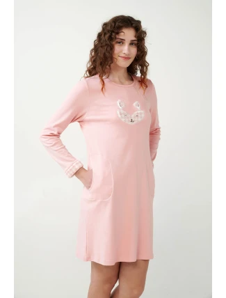 Vamp - Ružová bavlnená nočná košeľa 21426 - Vamp