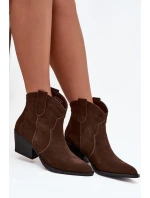 Wsuwane Botki Kowbojki Damskie Z Naturalnego Zamszu Czekoladowe Beretta