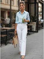 Dámske džínsy s vysokým pásom a širokými nohavicami biele FashionStreet UY2947
