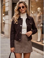 Dámska semišová bunda s patentkami, vínová, FashionStreet TY5878 Dámska semišová bunda s patentkami, vínová, FashionStreet TY5878