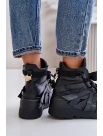 Skórzane Sneakersy Damskie Na Masywnej Platformie CheBello 4561 Czarne