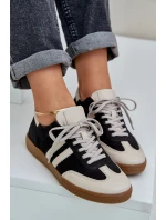 Zazoo N1068 Skórzane Niskie Sneakersy Damskie Czarne