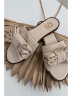 Dámské pantofle na ploché podešvi s mašlí Béžové Amivelle