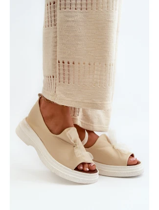 Zazoo 2939 Dámske kožené sandále s mašľou Light Beige Zazoo 2939 Dámske kožené sandále s mašľou Light Beige
