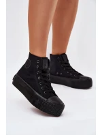 Dámske plátenné tenisky na platforme Big Star - čierne