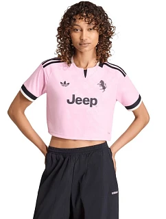 Dámske tričko adidas Juventus 26/27 Away Cropped Jersey, ružovo-čierne, KB8842