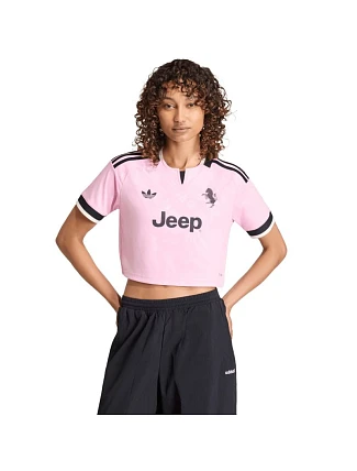 Dámske tričko adidas Juventus 26/27 Away Cropped Jersey, ružovo-čierne, KB8842 Dámske tričko adidas Juventus 26/27 Away Cropped Jersey, ružovo-čierne, KB8842