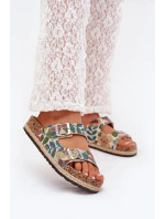 Wzorzyste Klapki Damskie Na Korkowej Platformie Z Klamrami Lee Cooper LCW-25-35-3480L Multikolor