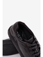 Skórzane Trampki Sneakersy Męskie Big Star SS174121 Czarne