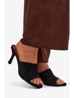 Dámské pantofle na podpatku z eko semiše černé Isolia