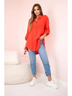 Dámska mušelínová košeľa 208 Červená - K-Fashion Dámska mušelínová košeľa 208 Červená - K-Fashion