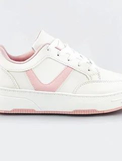 Bielo-ružové dámske športové šnurovacie topánky (S070)