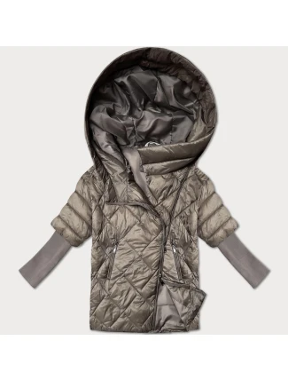 Dámska ľahká bunda Minority s pletenými rukávmi Dark Beige (M2-6701-62)