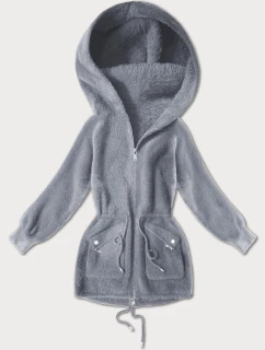 Sivá bunda z alpaky s vreckami (W010#)