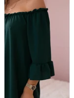Španielska blúzka s volánikmi na rukáve tmavozelená