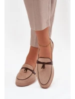 Mokasyny Loafersy Dámské Z Eko Zamszu Béžové Darwen