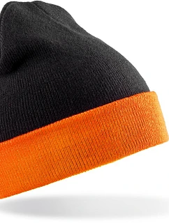 Result Headwear RC 930X Pletená čiapka „Black Compass“ 28.930X čierna/oranžová