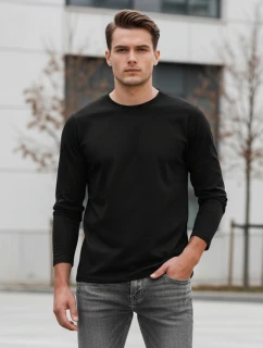 Pánske čierne tričko s dlhým rukávom FashionStreet LX0577
