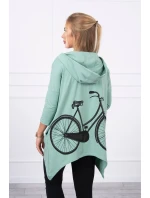 Mikina s potlačou kolesa tmavo mätová Mikina s potlačou kolesa tmavo mätová