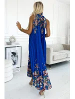 456-1 ESTER Plisované saténové maxi šaty - CHABRERA FLOWERS 456-1 ESTER Plisované saténové maxi šaty - CHABRERA FLOWERS