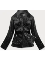 Čierna bunda ramoneska so stojačikom (11Z8010)