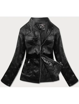 Čierna bunda ramoneska so stojačikom (11Z8010)