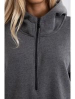 Zateplená mikina s bočnými rázporkami grafitová