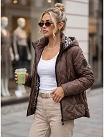 Dámska prechodná bunda s kapucňou, hnedá, FashionStreet TY5772 Dámska prechodná bunda s kapucňou, hnedá, FashionStreet TY5772