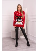 Vianočný sveter so sobom červený