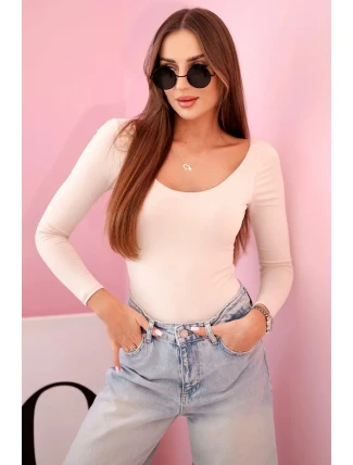 Dámska blúzka s dlhými rukávmi a hlbokým výstrihom béžová Dámska blúzka s dlhými rukávmi a hlbokým výstrihom béžová