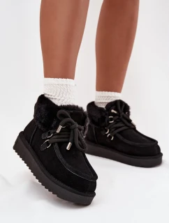 Śniegowce Damskie Z Naturalnego Zamszu D.Franklin DFSH375006 Czarne