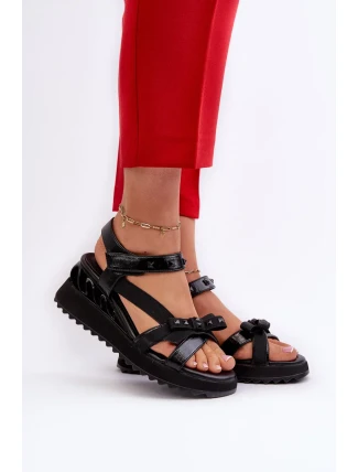 Dámske sandále s mašľou D&A čierne