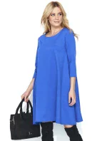 Dámske šaty na denné nosenie vo voľnom strihu stredne dlhé modré - Modrá - Makadamové