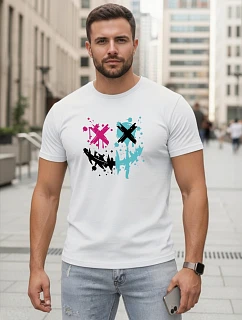 Pánske bavlnené streetwear biele tričko FashionStreet NX5100R