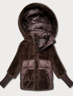 Dámska zimná bunda s kapucňou Goodlookin hnedá (LD-5562)