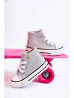 Dziecięce Trampki Wysokie Srebrne Catrina