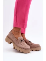 Robustné dámske béžové semišové mokasíny Neloria