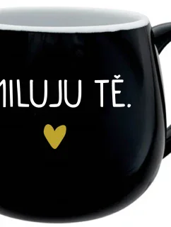 MILUJU TĚ. - černý keramický hrníček 300 ml