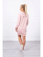 Šaty s kapucňou tmavo púdrovo ružové