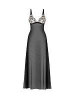 Svůdná noční košilka Vila Blanes Long Chemise černá - Obsessive Svůdná noční košilka Vila Blanes Long Chemise černá - Obsessive