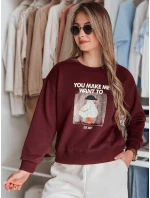 Dámska nadrozmerná mikina s potlačou GOOSHY bordová FashionStreet BY1426 Dámska nadrozmerná mikina s potlačou GOOSHY bordová FashionStreet BY1426