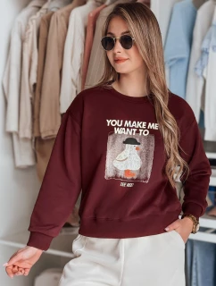 Dámska nadrozmerná mikina s potlačou GOOSHY bordová FashionStreet BY1426