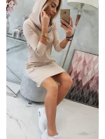 Šaty s kapucňou a vreckami béžovej Šaty s kapucňou a vreckami béžovej