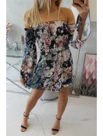 Španielske kvetinové šaty čierne