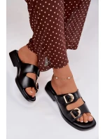 Dámské pantofle se zlatými sponami Černé Danelle