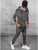 Pánska sivá velúrová mikina FashionStreet BX5540 Pánska sivá velúrová mikina FashionStreet BX5540